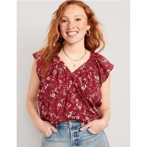 Old Navy Flutter Sleeve Floral Print Swing Blouse